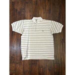 Lacoste Polo Shirt Mens 2XL White Striped Crocodile Golf Knit Collared Casual